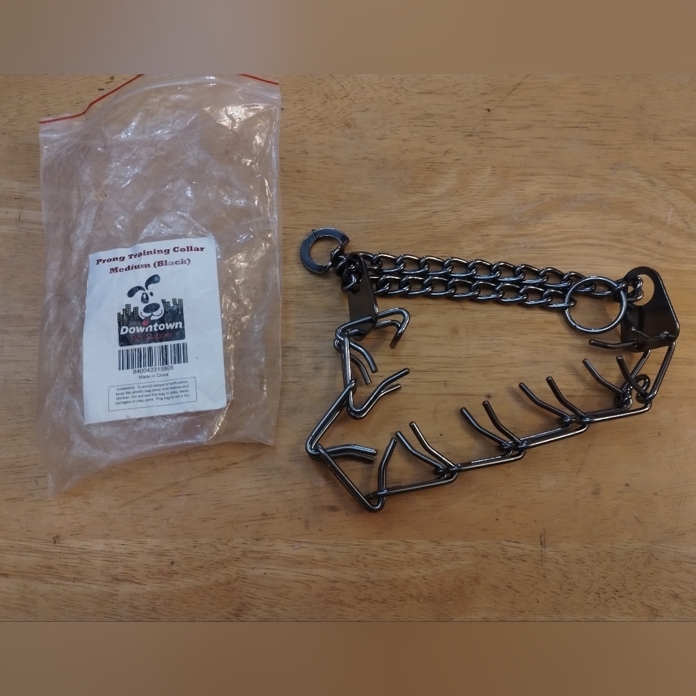 New Dogtown Prong Training Collar Medium Black Dog Pet Supply - Picture 3 of 3